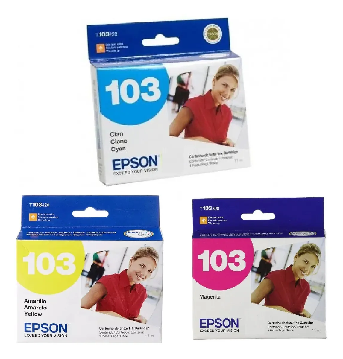 Conjunto de cartuchos para Epson 103 3 cores