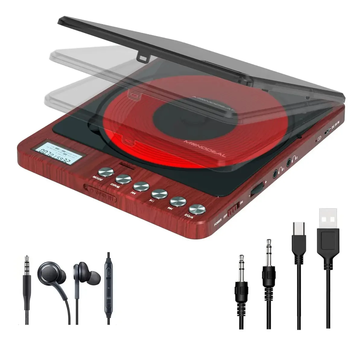 Leitor portátil de CD e DVD para carro com display LCD
