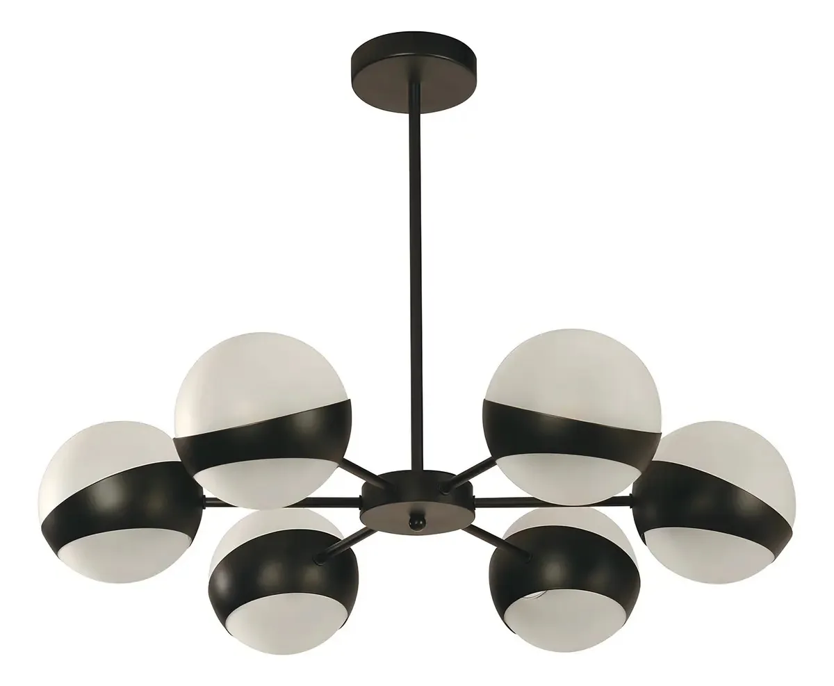 Luminária pendente Sputnik Matt Black E27 40w 6 luzes