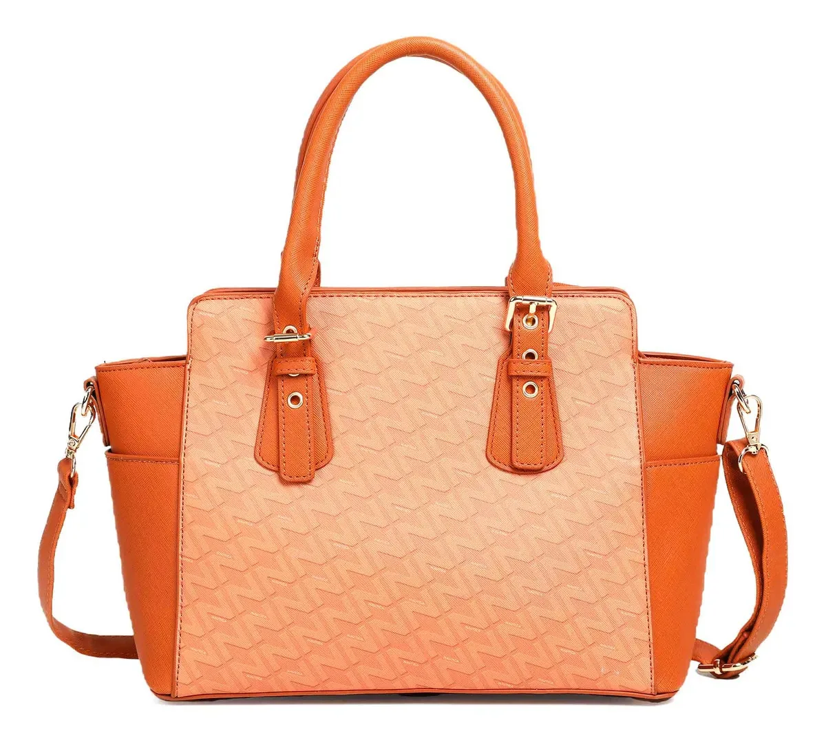 Bolsa tiracolo da marca náutica, interior grande, laranja, liso, níquel