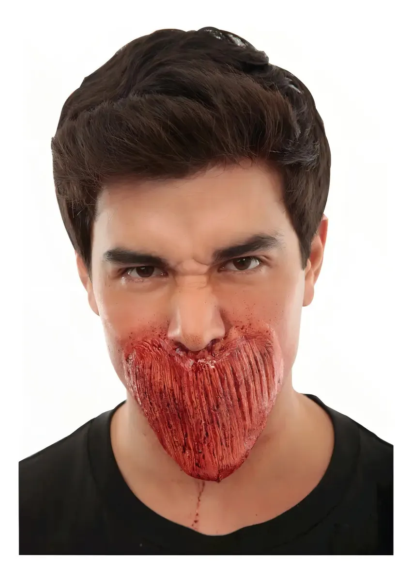 Aplicação Hallowen Terror 25188 Pink Mouthlees Latex Ripped Mouth
