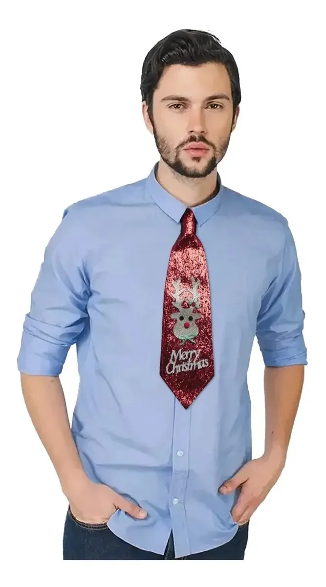 Gravata de Natal divertida - gravata de Natal vermelha de Reno