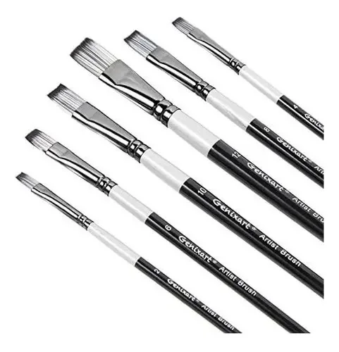 Conjunto de pincéis planos, 6 pincéis artísticos para pintura