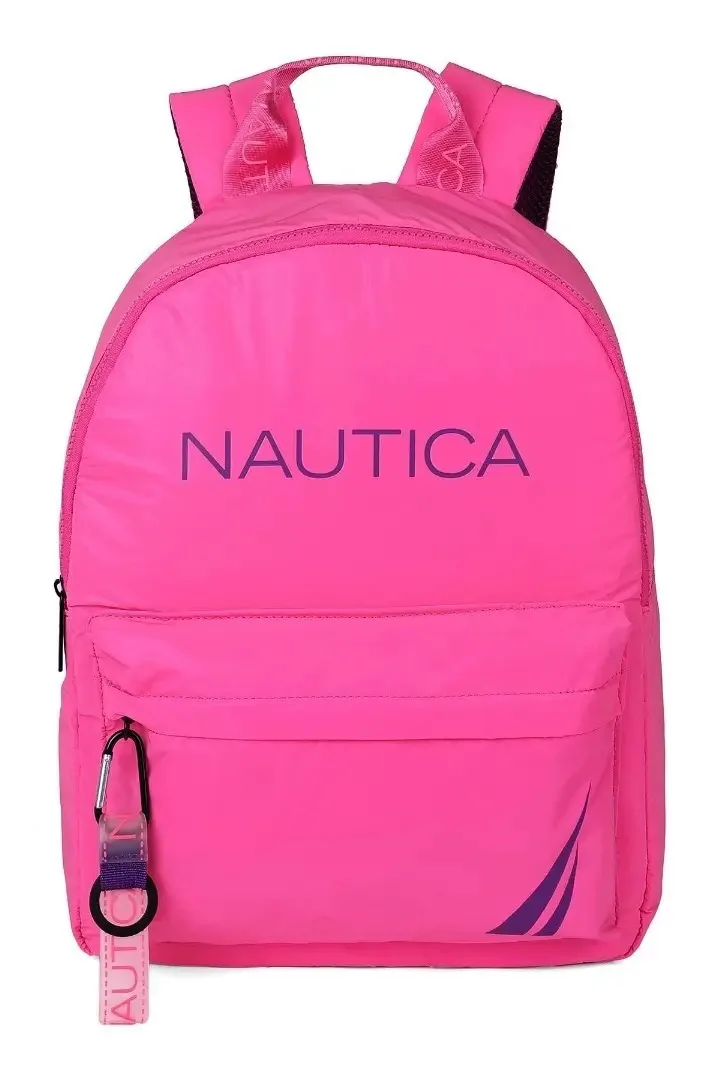 Mochila náutica unissex com detalhe rosa reflexivo