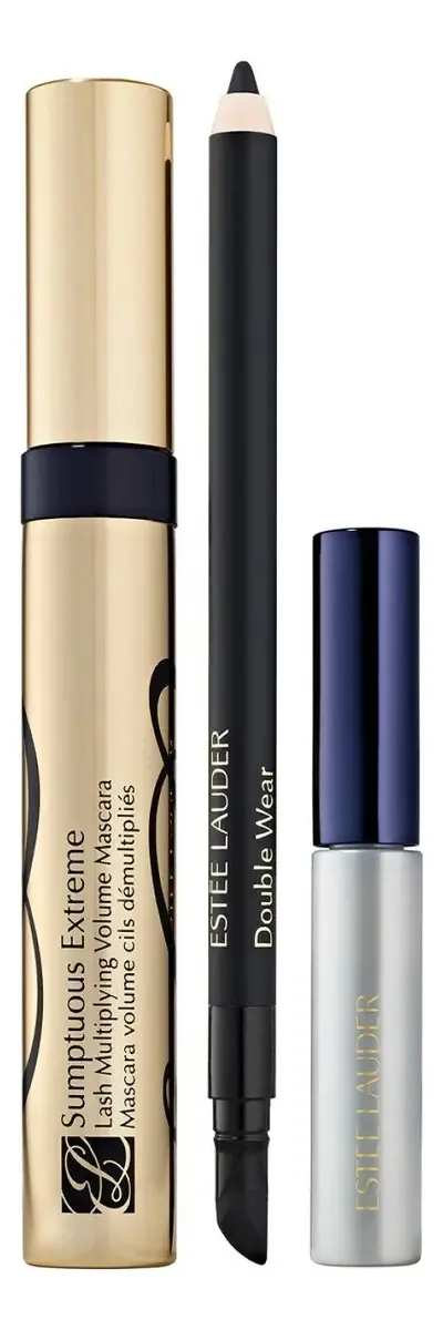 Conjunto Estée Lauder: rímel para cílios+gel para sobrancelhas+lápis de olhos Color Extreme Black