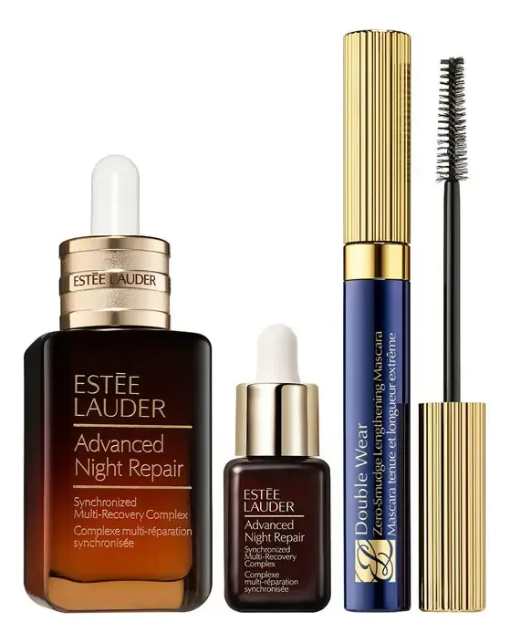 Conjunto de cuidados faciais Estée Lauder com sérum e rímel de reparo noturno avançado
