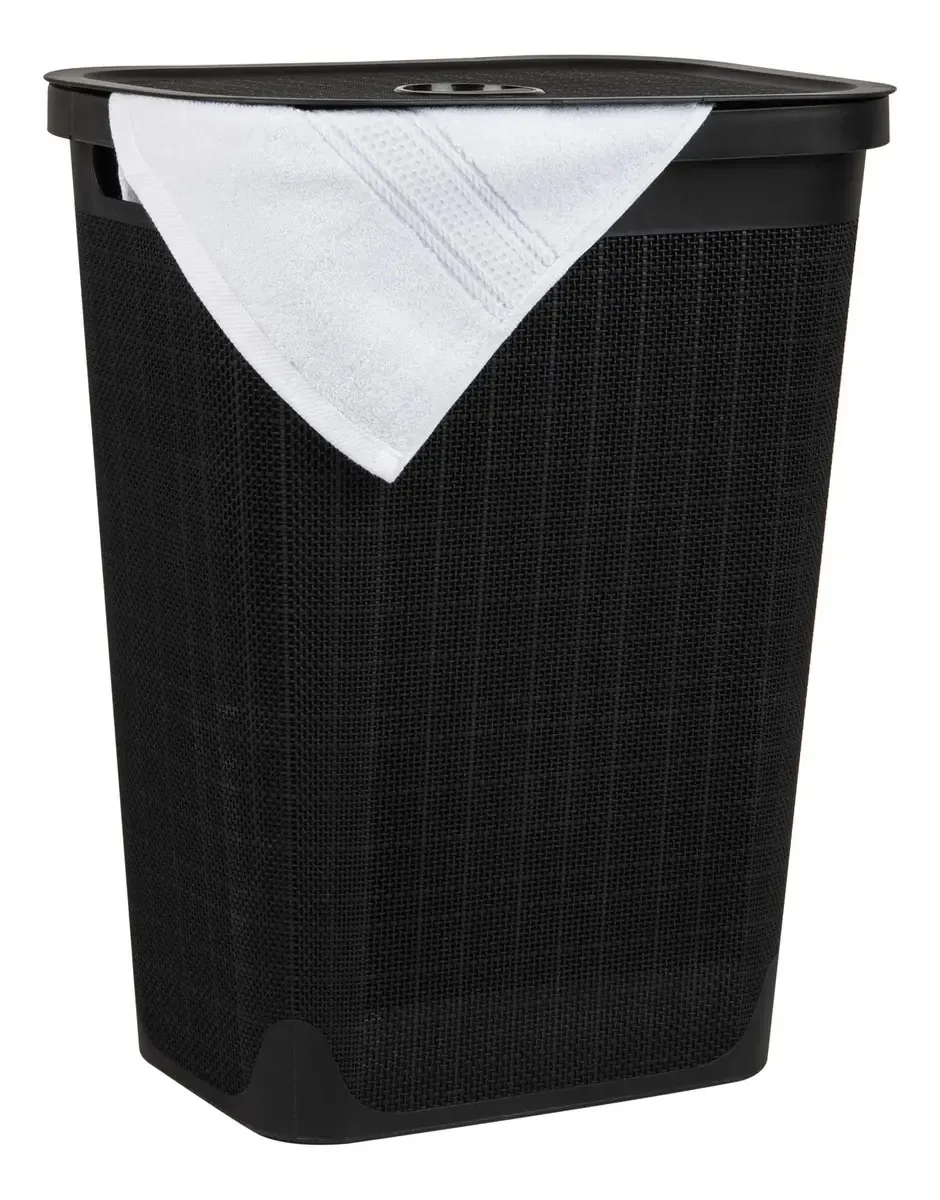 Cesto de roupa suja fino Mind Reader 60 L, cesto R, preto