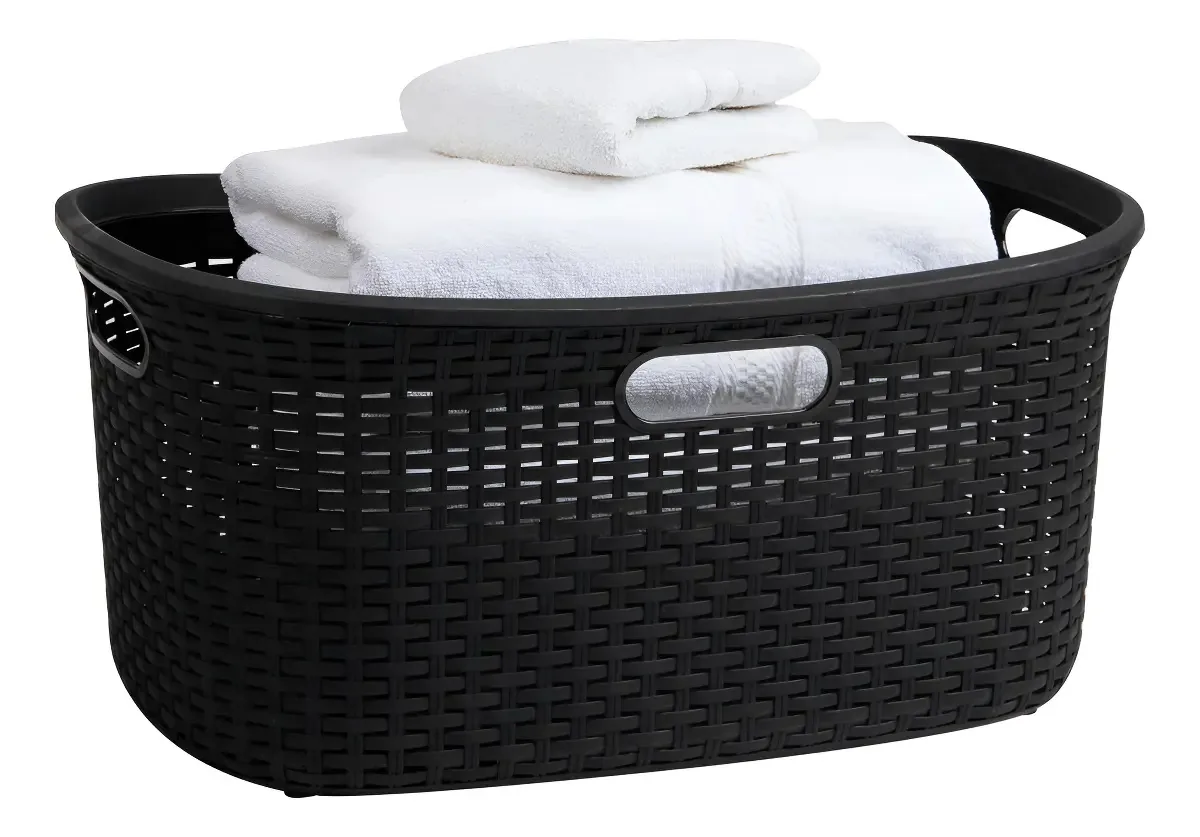 Cesto de roupa suja Mind Reader 40L, cesto de roupa suja, Di. Cor Preto
