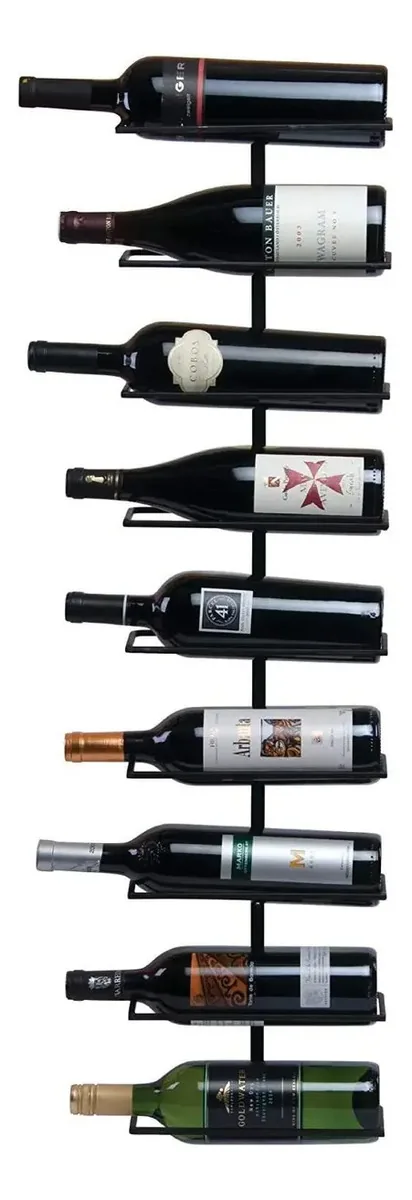 Rack de capacidade montado na parede - Rack de garrafas para 9 garrafas