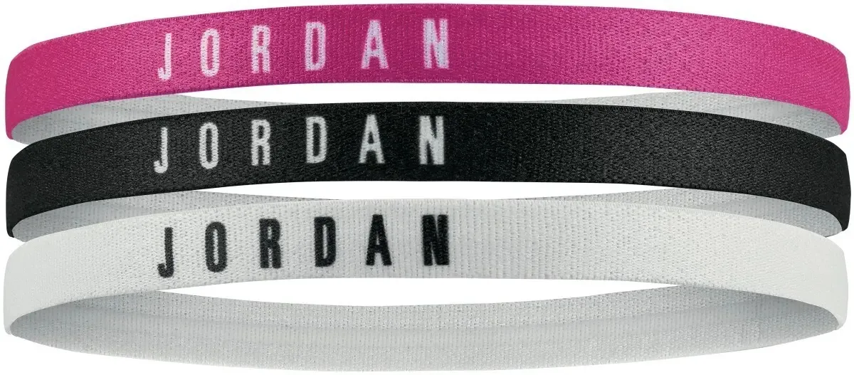 Pacote com 3 faixas esportivas de tamanho único rosa/preto/branco da Jordan