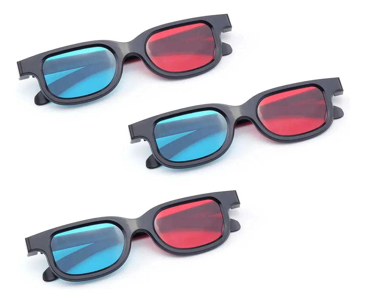 Lentes 3D vermelho-azul Othmro 3, moldura de plástico, lente vermelha