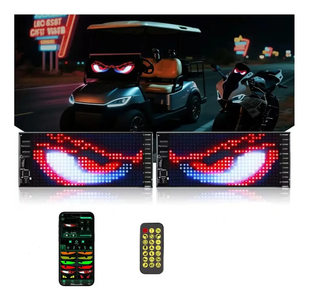 Tela Led Flexível 17.3*7cm Imagens Textos 2 Peças