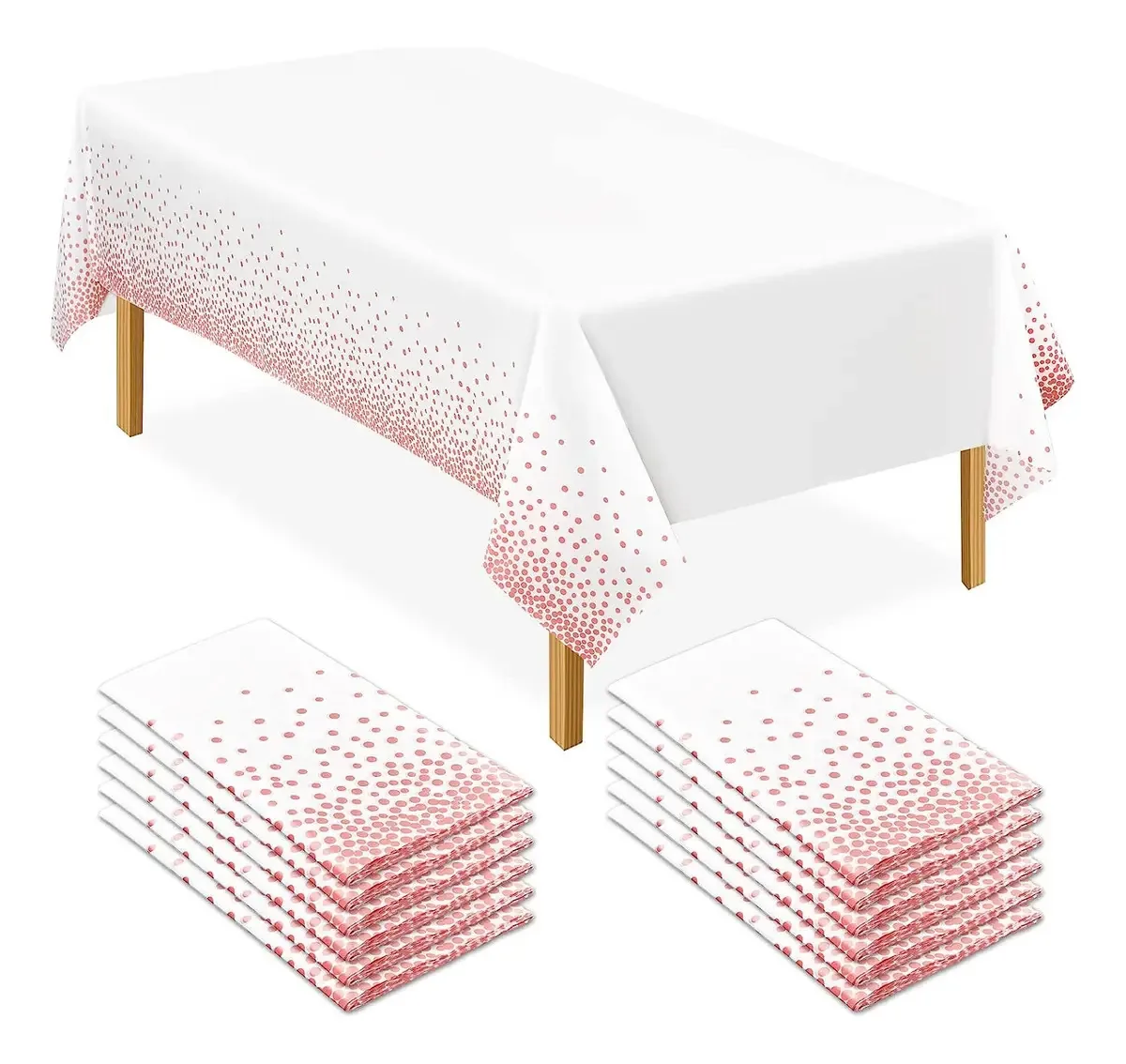 6 peças de plástico descartável impermeável, toalhas de mesa rosa