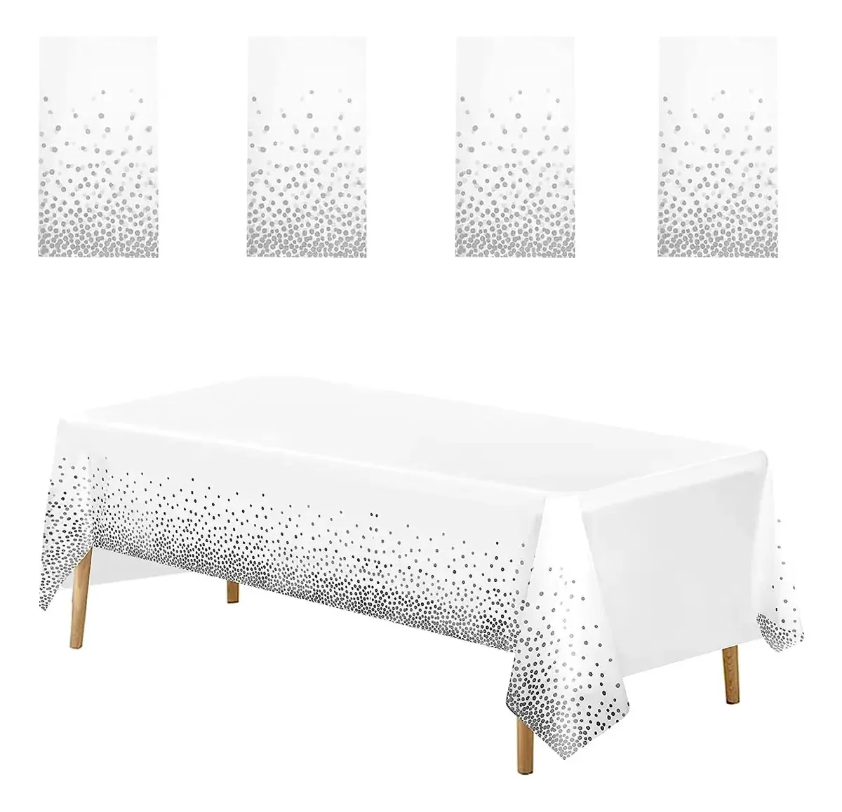 6 peças de plástico descartável impermeável, toalhas de mesa, cor cinza