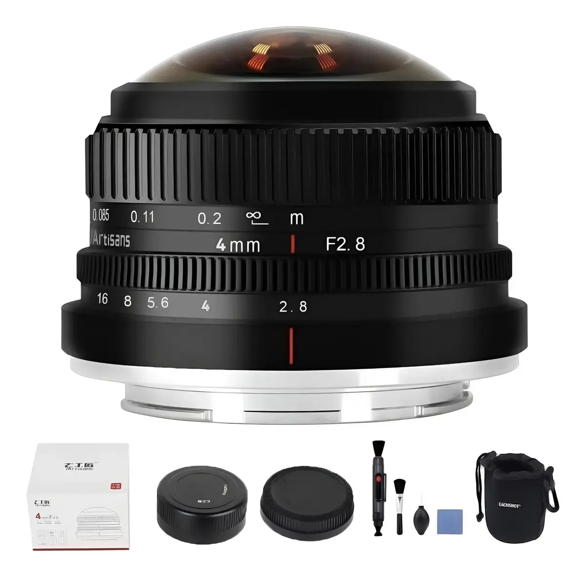 Lente olho de peixe 7artisans F2.8 APS-c de 4 mm para Sony E