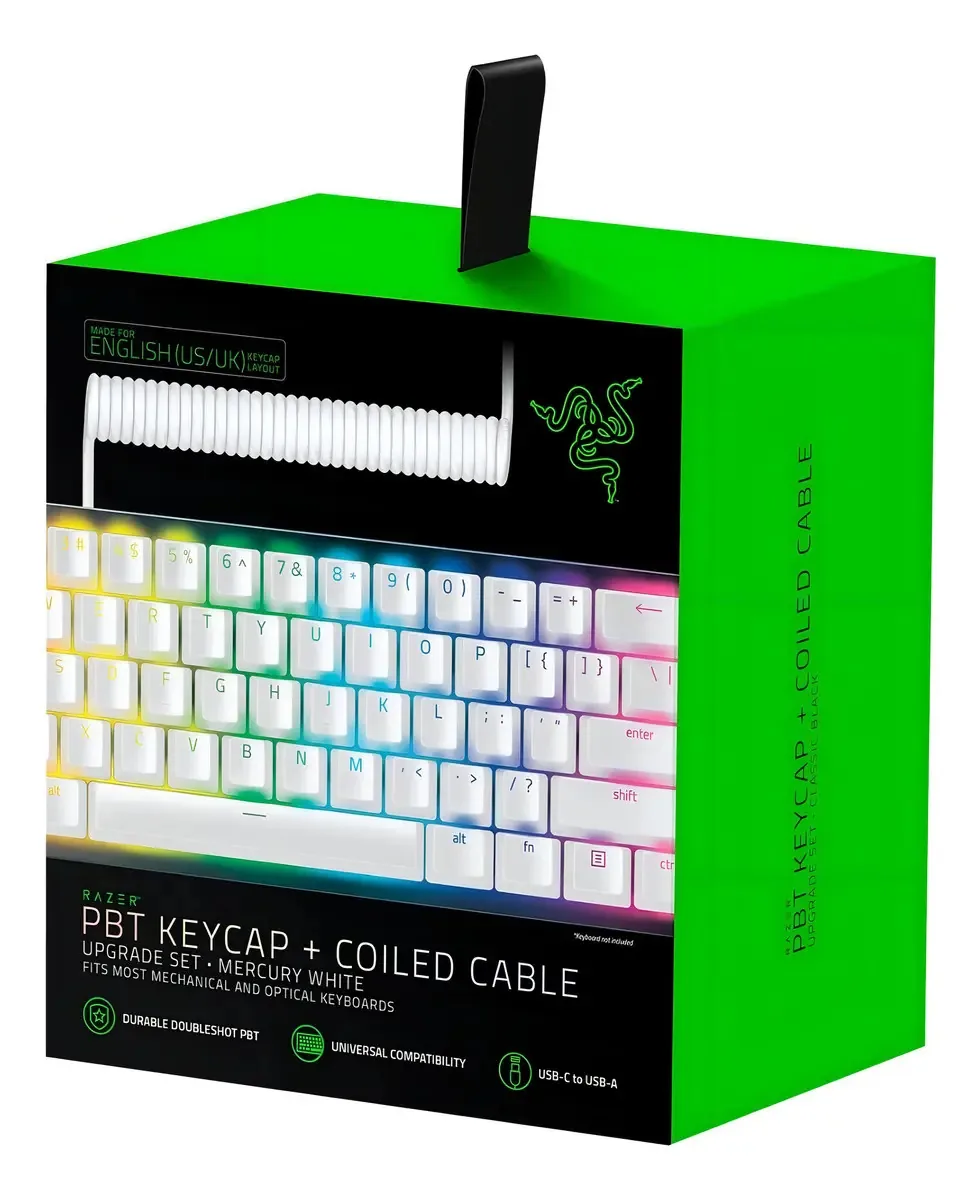 Cabo Razer Pbt Keycaps + para teclados mecânicos é branco
