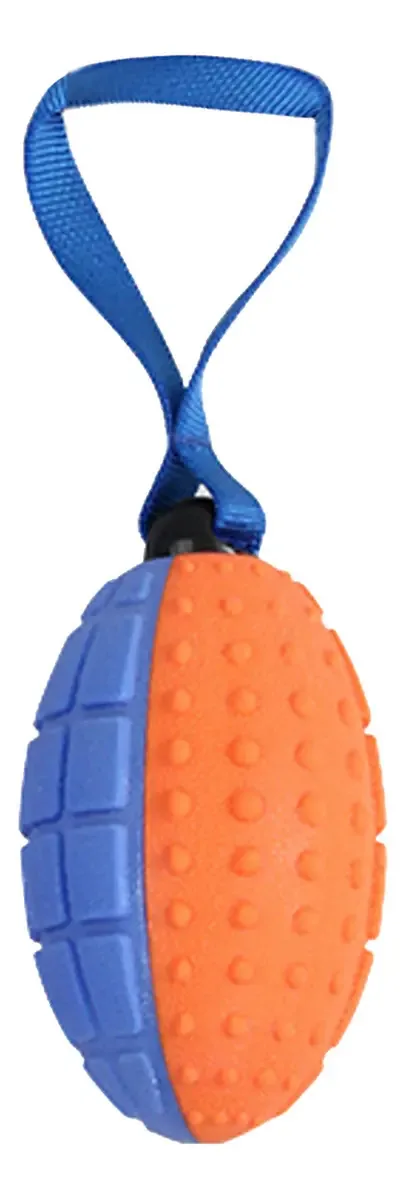 Brinquedo para cães Rugby Ball com alça e som/Pawise, cor laranja/azul