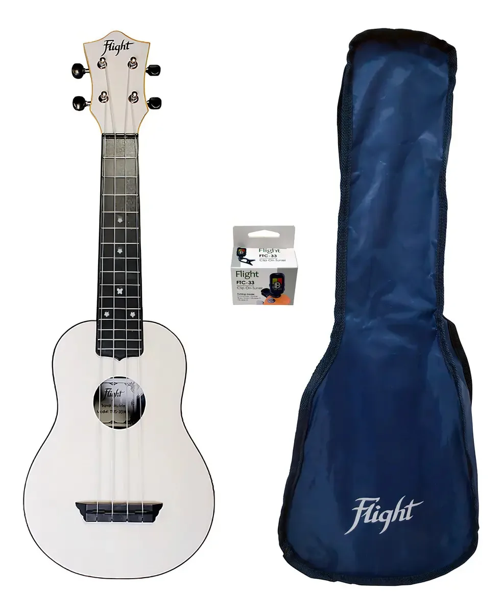 Pacote de ukulele Flight Soprano Tus35 branco