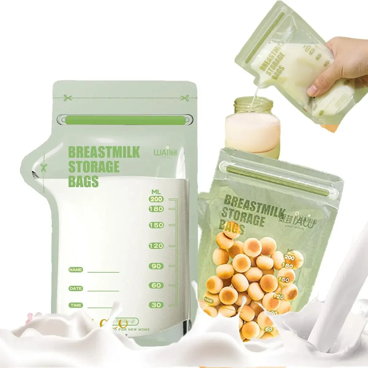 Saco de armazenamento de leite materno Madelalu 200 ML de 200 mL
