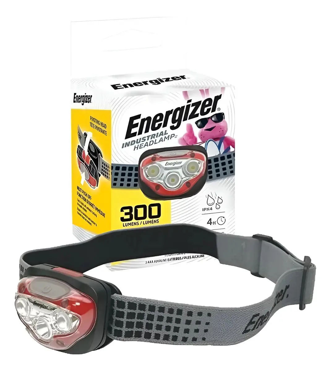 Lanterna de mineração Vincha Energizer Industrial de 300 lúmens LED branca preta