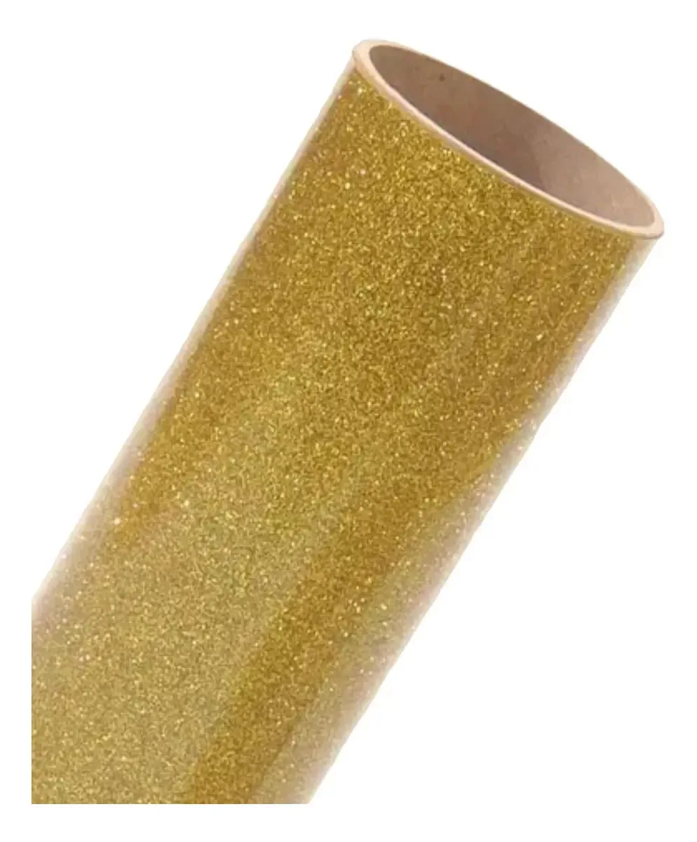 Vinil têxtil termotransferível Glitter 30 x 100 cm dourado