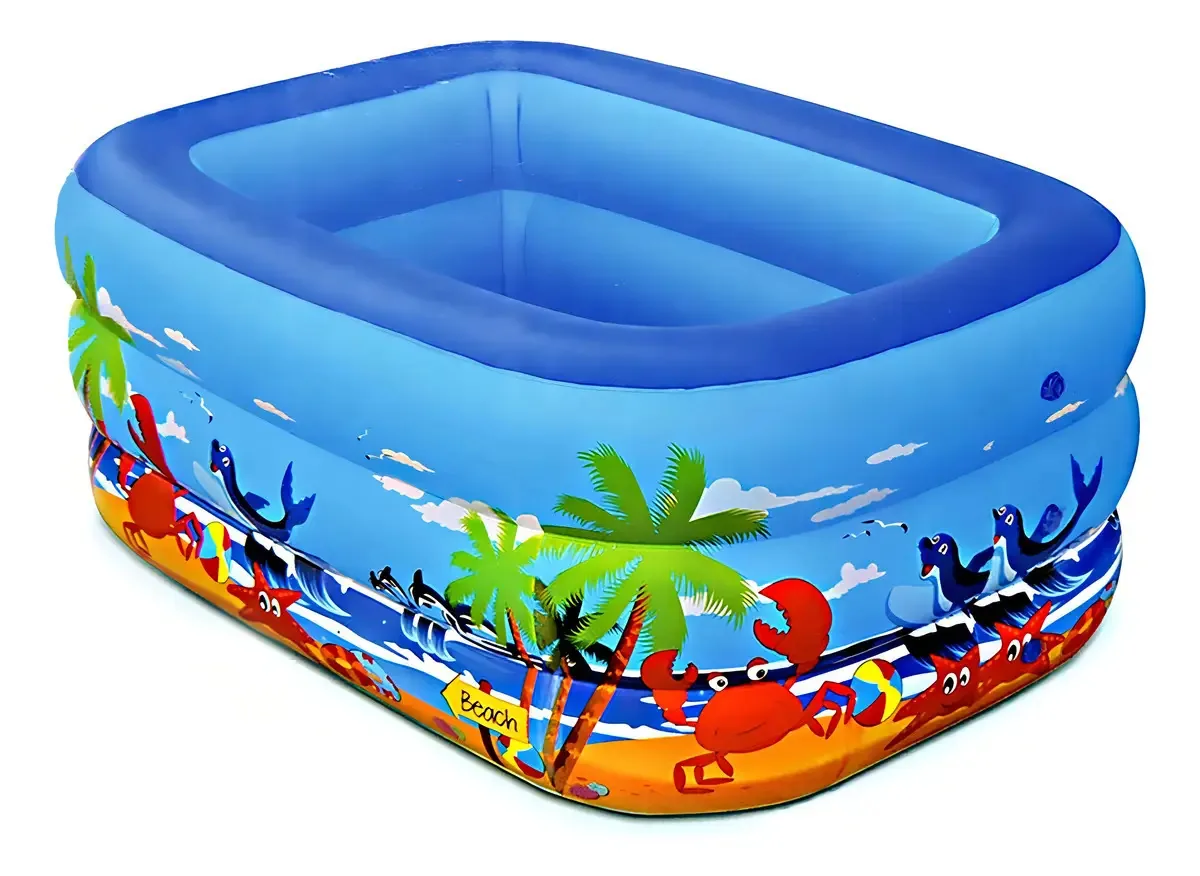 Piscina inflável para crianças, piscinas retangulares, 130cm, cor azul
