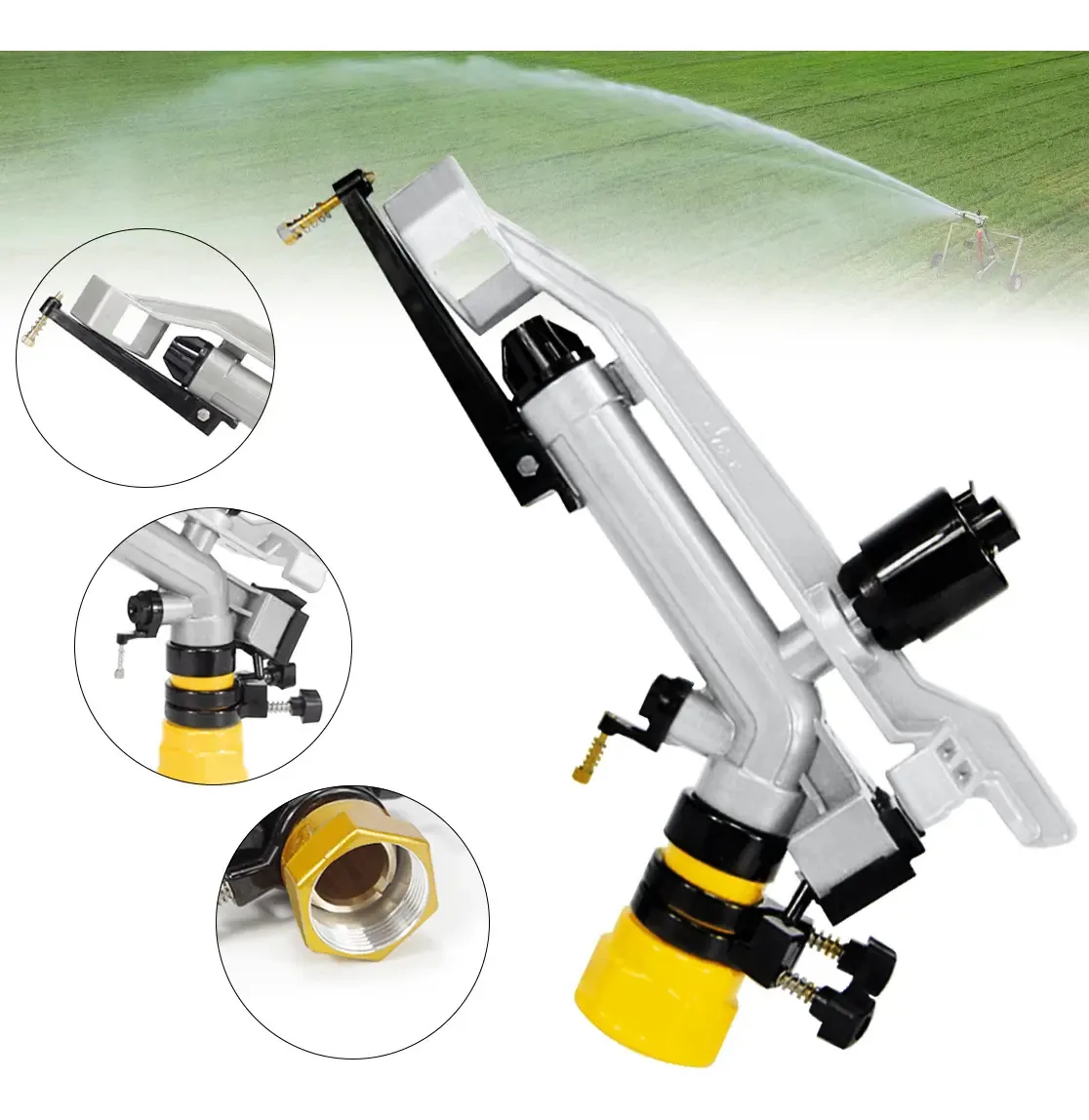 Aspersor Automático Canhão Metal Irrigação Alta Vazão 11/2''
