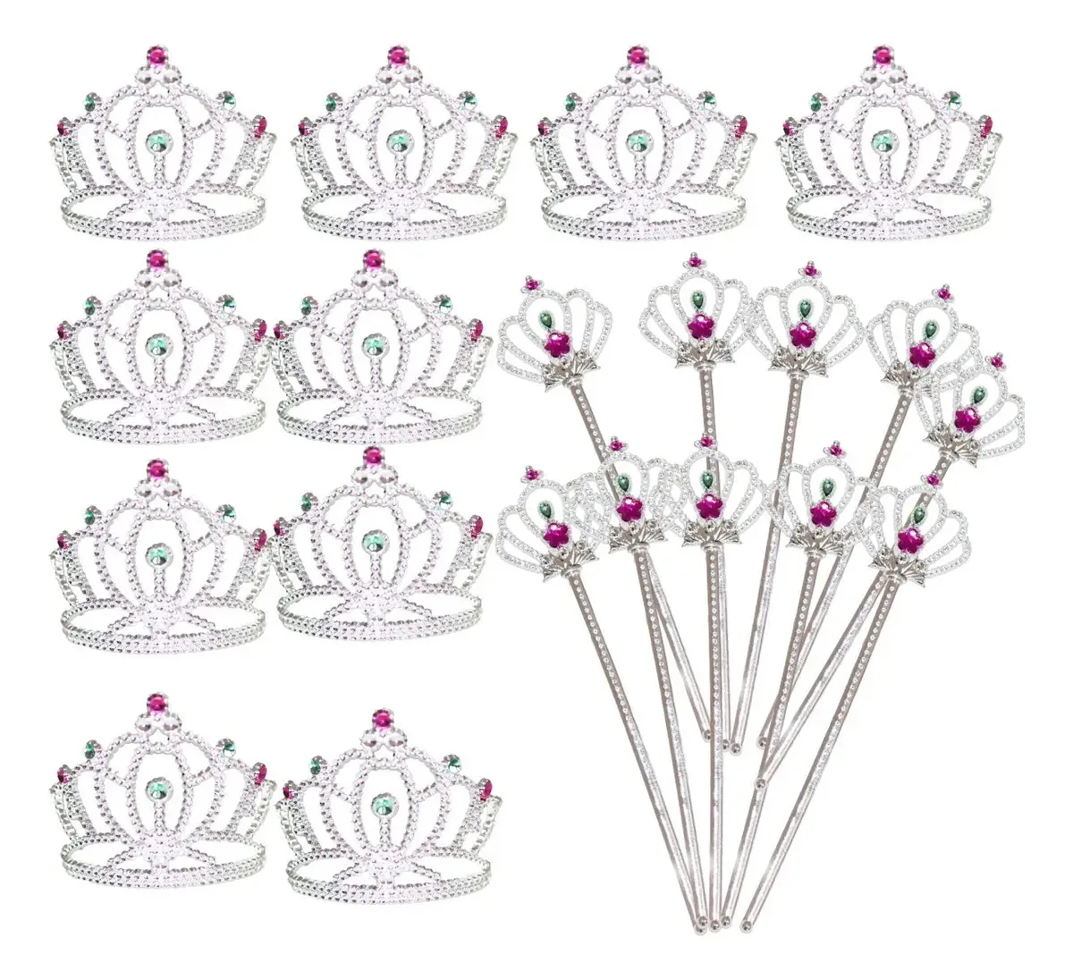 10 tiaras para princesas e 10 acessórios para varinhas Crown Girls