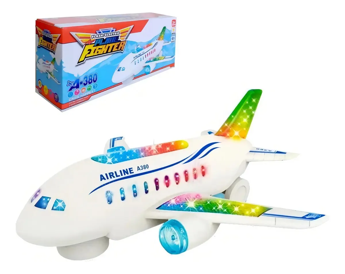Avião Brinquedo Jumbo Airbus A380 Brinquedo Luz Led Som