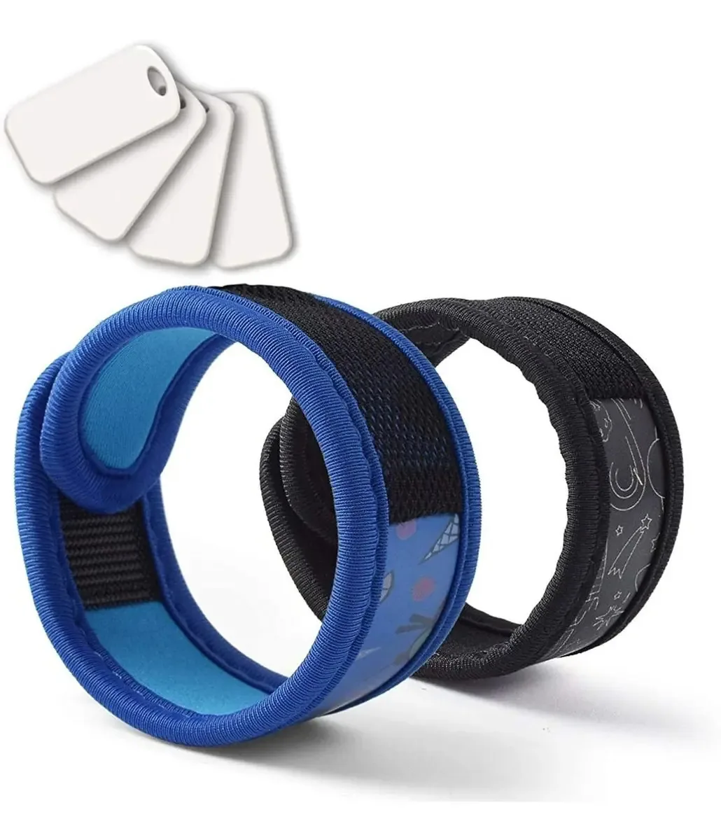 Pacote de 2 pulseiras de mosquito com 4 recargas de óleo essencial, pulseiras impermeáveis para crianças e adultos, seláveis de forma natural, proteção segura para ambientes internos e externos...