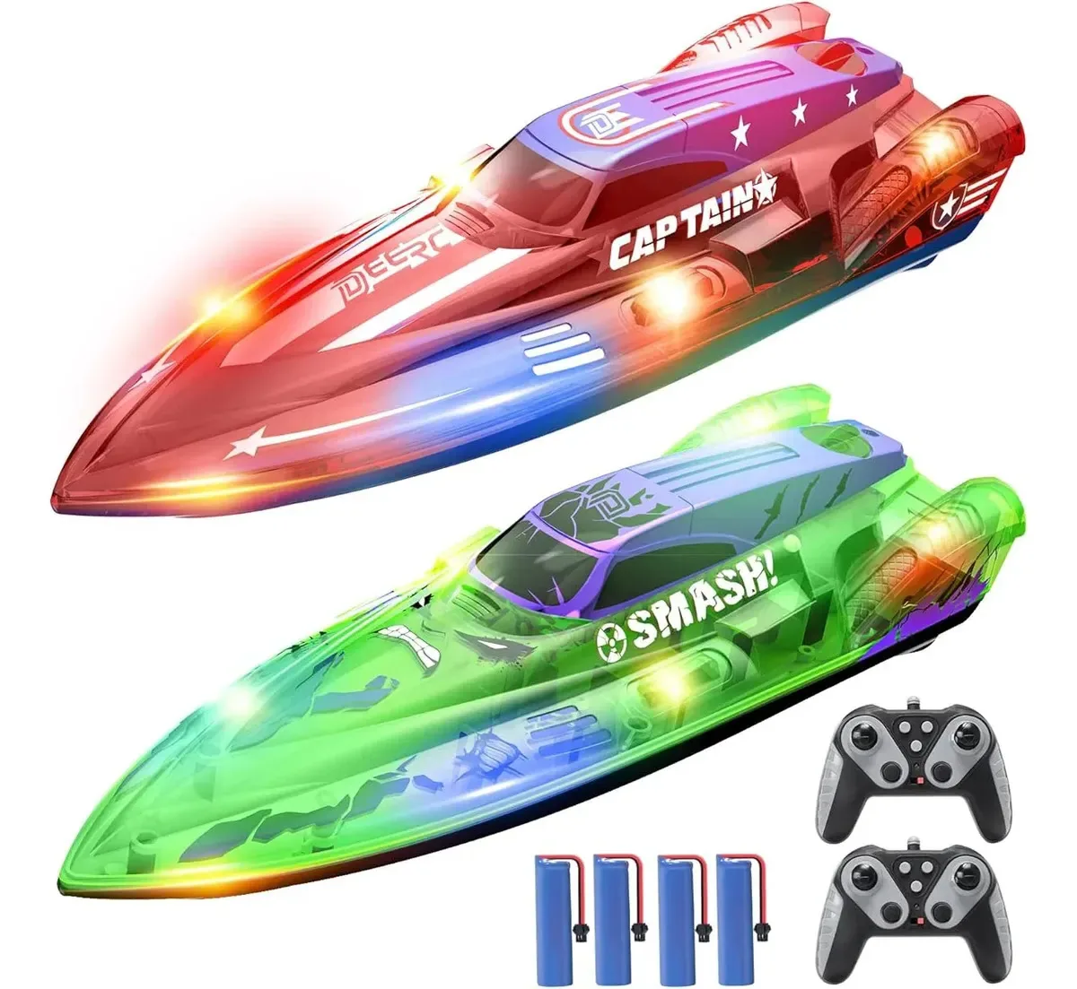 Barcos de controle remoto para crianças com luzes LED
