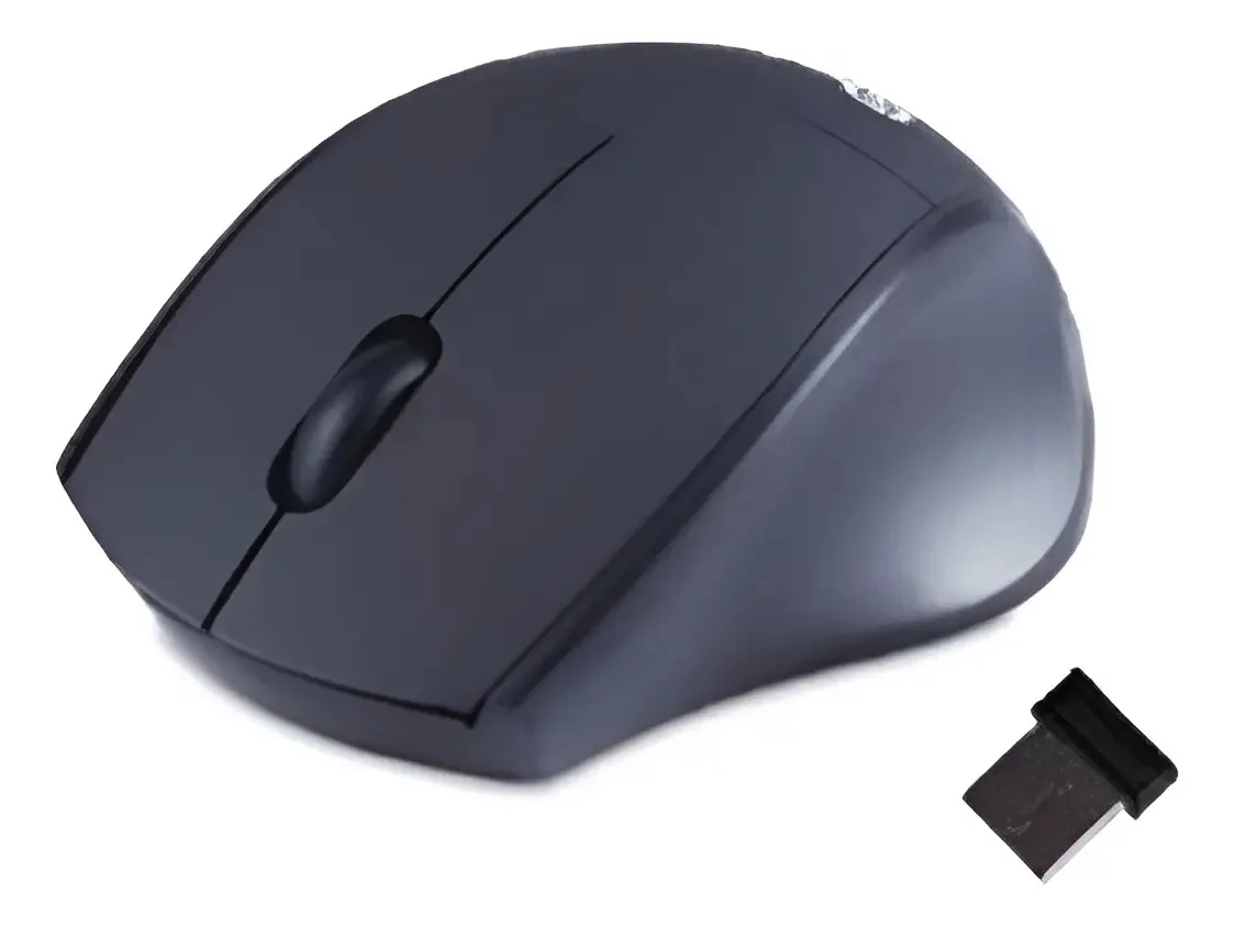 Um mini mouse sem fio modelo Em-115, cor preto e preto
