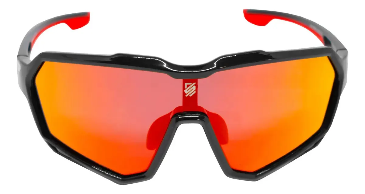 Óculos, óculos esportivos, Slp Wrap Around, ciclismo, triatlo, vermelho, laranja, lente preta, moldura