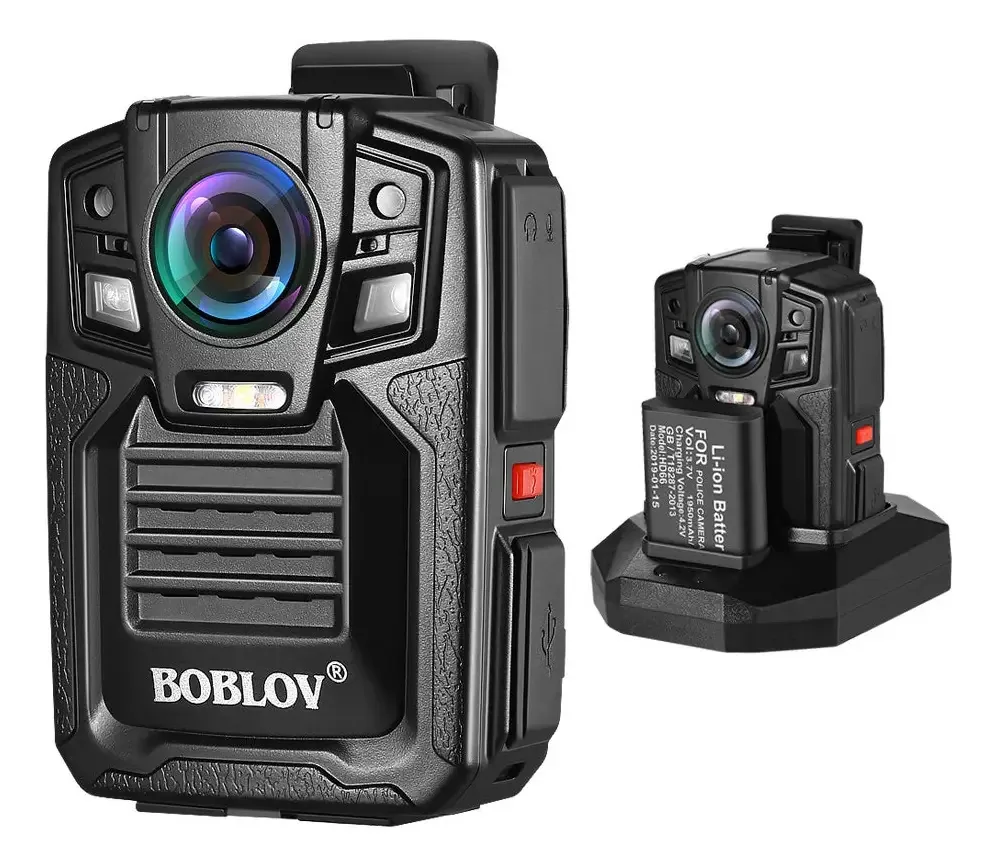 Boblov Câmera Corporal Policial Ambarella A7l50 32g Security Body Worn Câmera 1296p Hd Dvr Visão Noturna Infravermelha 140° Lentes E Clipe Rotativo 360° Com 2 Baterias
