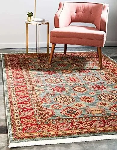 Cor do tapete Unique Loom Sahand Collection azul claro/vermelho - 137,16 cm x 35,56 cm