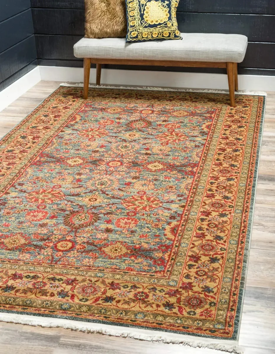 Coleção Unique Loom Edinburgh - Tapete retangular 6. Cor Azul/marrom