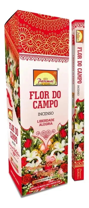 Kit Incenso Vareta Parimal Flor do Campo 25 Caixas 8 Unidades Cada