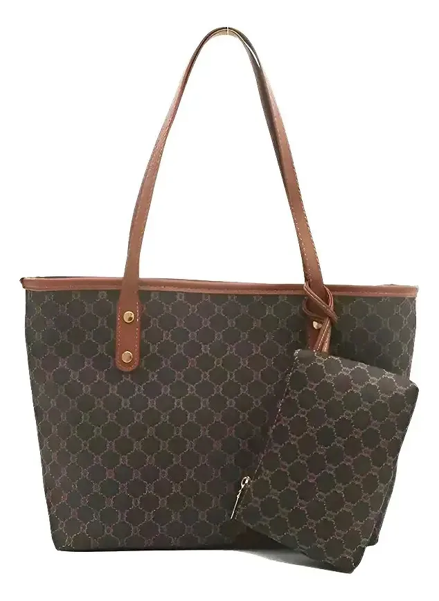 Bolsas femininas de 2 peças, conjunto de moda, bolsas de moda, sacola feminina, bolsa Black Lady e carteira