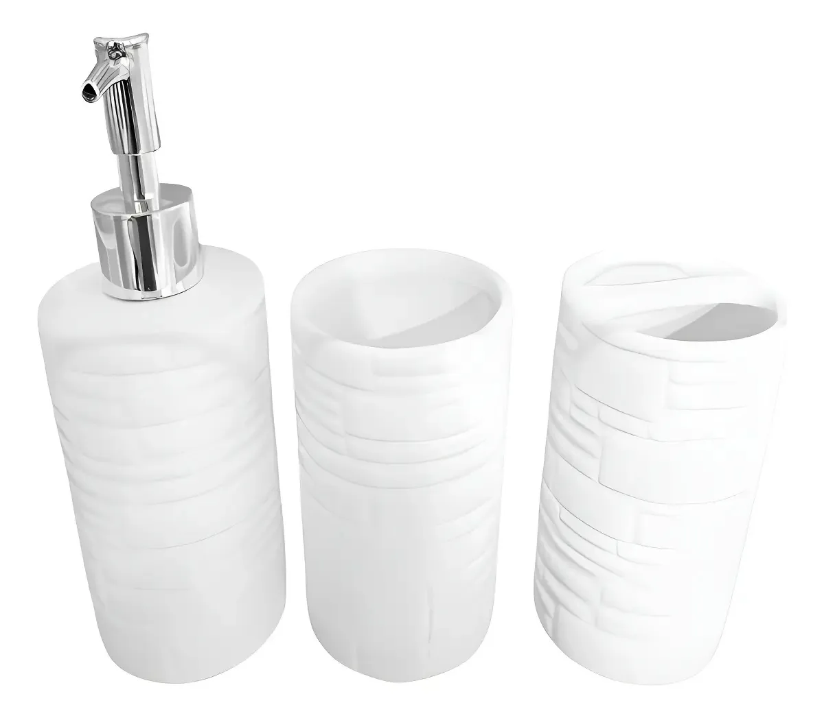 Conjunto de Banheiro Cerâmica Susan 3 Peças Branco - Linha Toulon