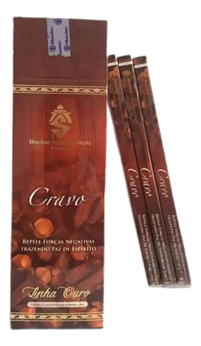 Incensos Indiano Shankar Linha Ouro Carvão Cx1 - Varetas 8 Fragrância Tradicionais Cravo