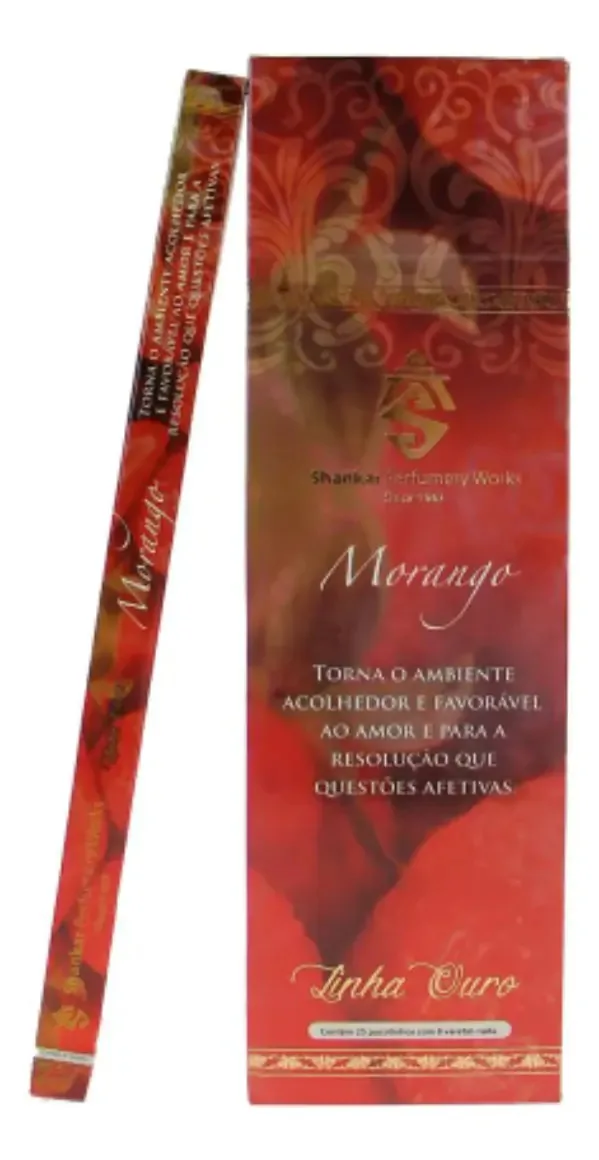 Incensos Indiano Shankar Linha Ouro Carvão Cx1 - Varetas 8 Fragrância Morango