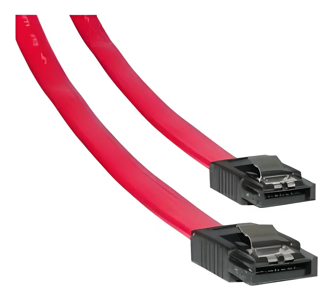 2 Cabos Sata De Dados Gravação Hd Ssd Para Pc Cor Vermelho Com Trava