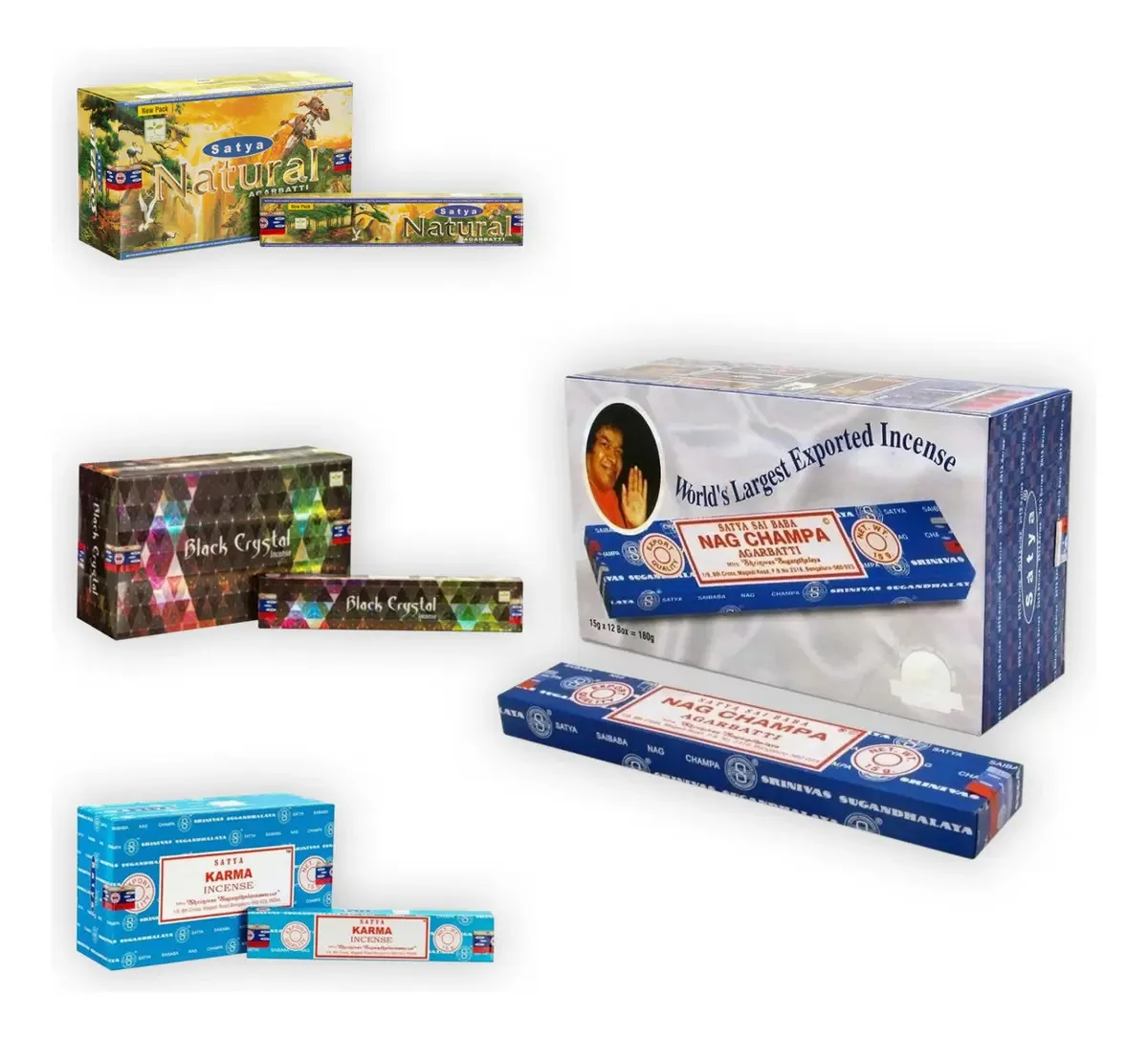 Combinação Sahumerios Nag Champa Linea Combo, pacote com 12 fragrâncias Emotion