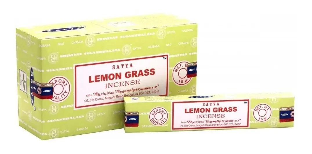 Pacote Sahumerios Satya Nag Champa X 12 fragrâncias de capim-limão