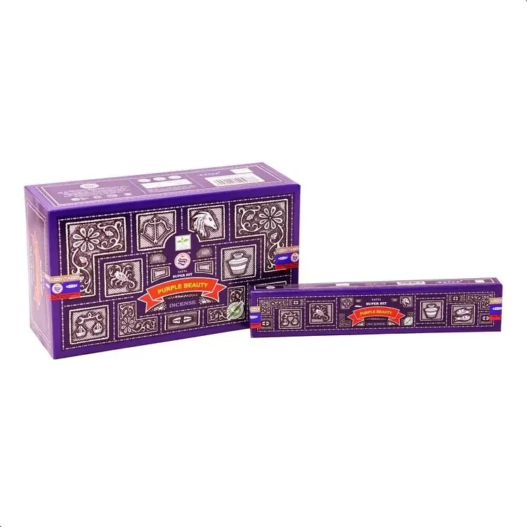 Fragrância de beleza roxa Sahumerios Satya Super Hit Line X 12 unidades