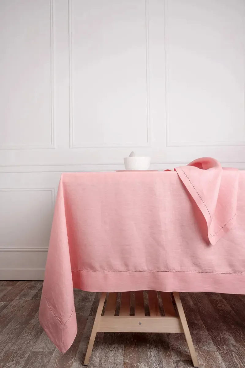 D'moksha - Toalhas de mesa - 60 x 90 polegadas - Ouro rosa - Linho puro
