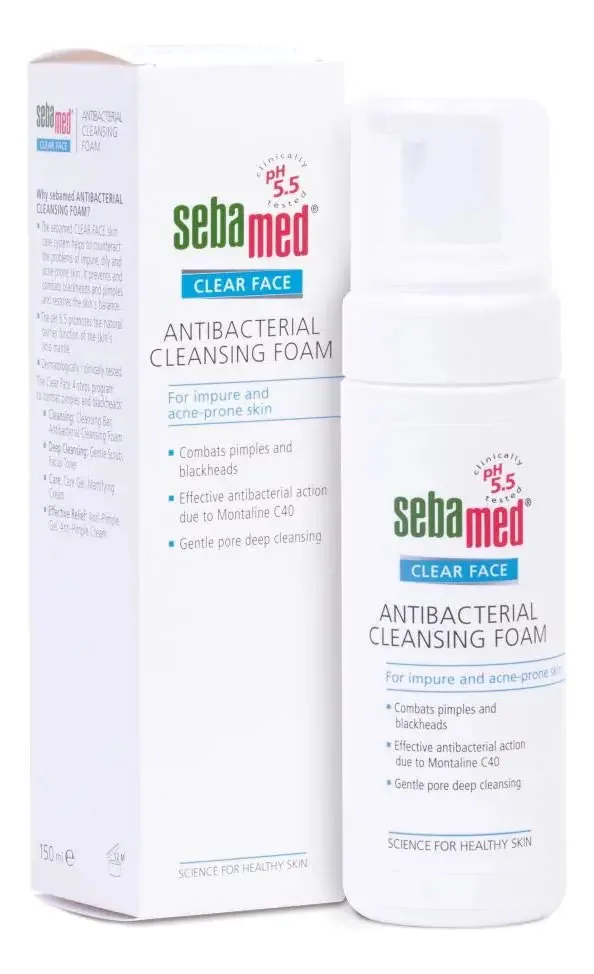 Espuma de limpeza facial transparente Sebamed Ph 5.5 para Pi
