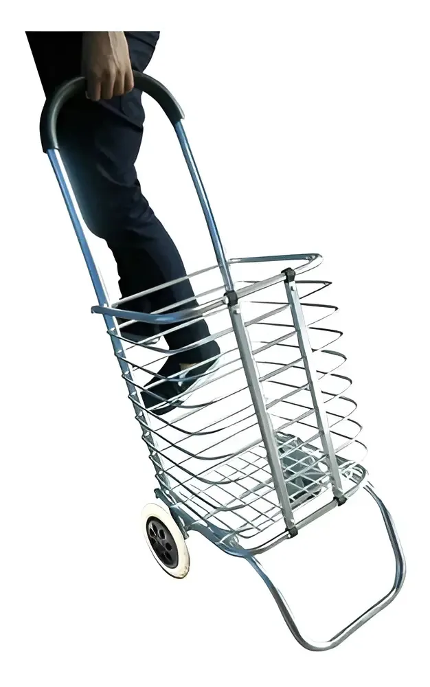 Carrinho De Compras Dobravel Aluminio Feira 2 Rodas Portatil