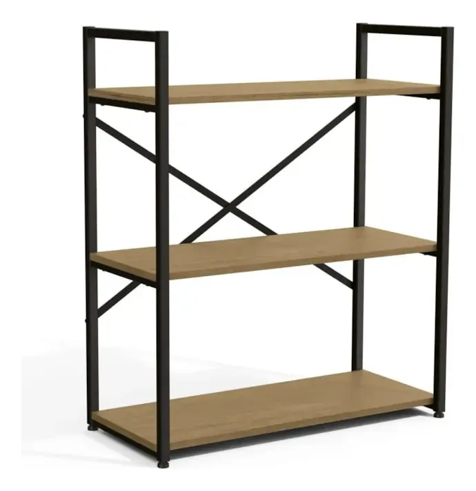 Estante Baixa 3 Prateleiras 87x72 Cm Li007 Freijó Preto Fosco Kappesberg