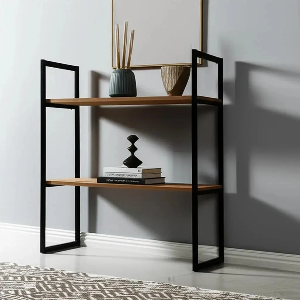 Estante Nicho 2 Prateleiras 72 Cm Li008 Freijo Preto Fosco K